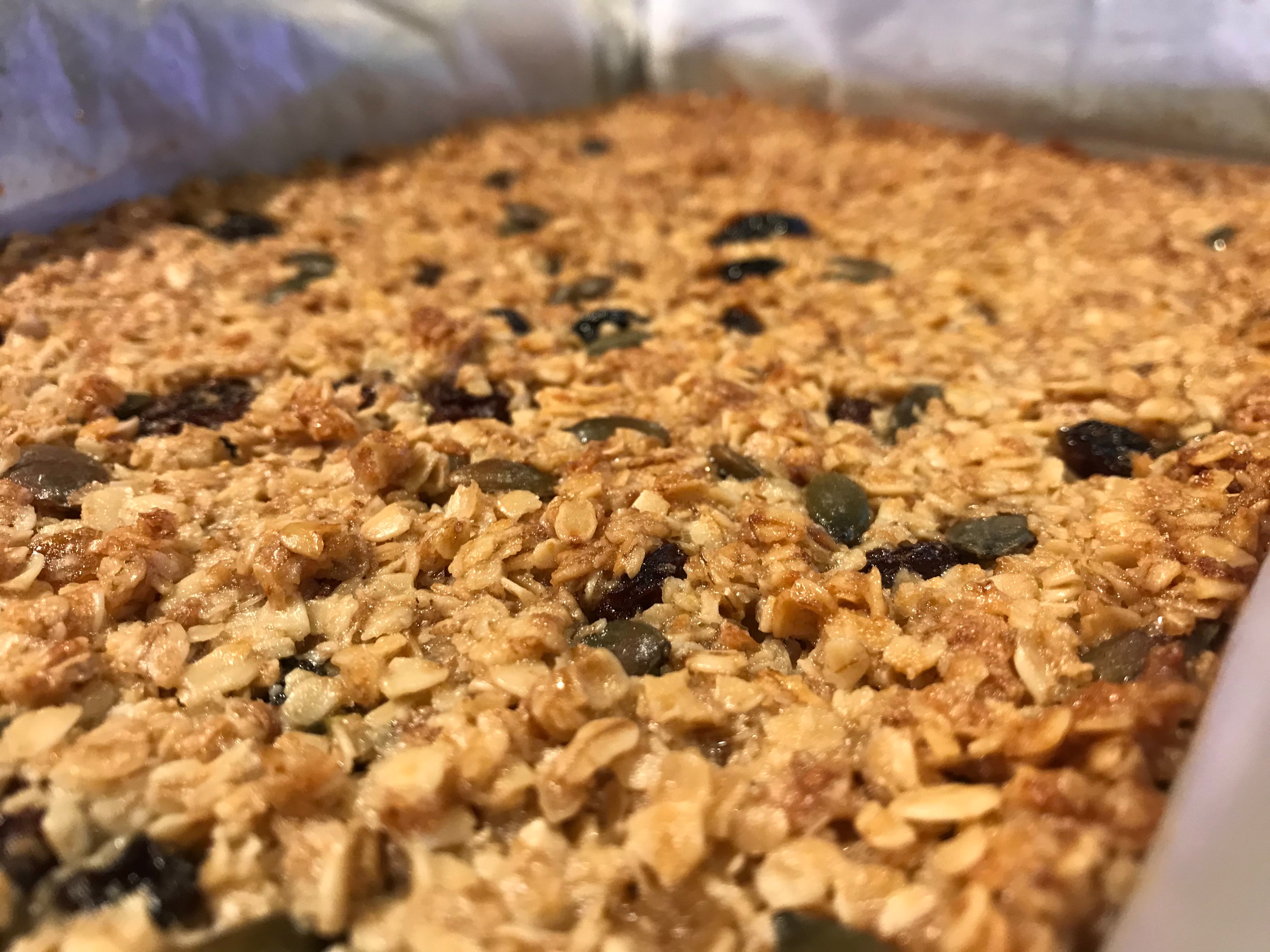 Freshly baked granola slices